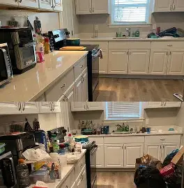 Kitchen Counter Reset before and after cleaning transformation